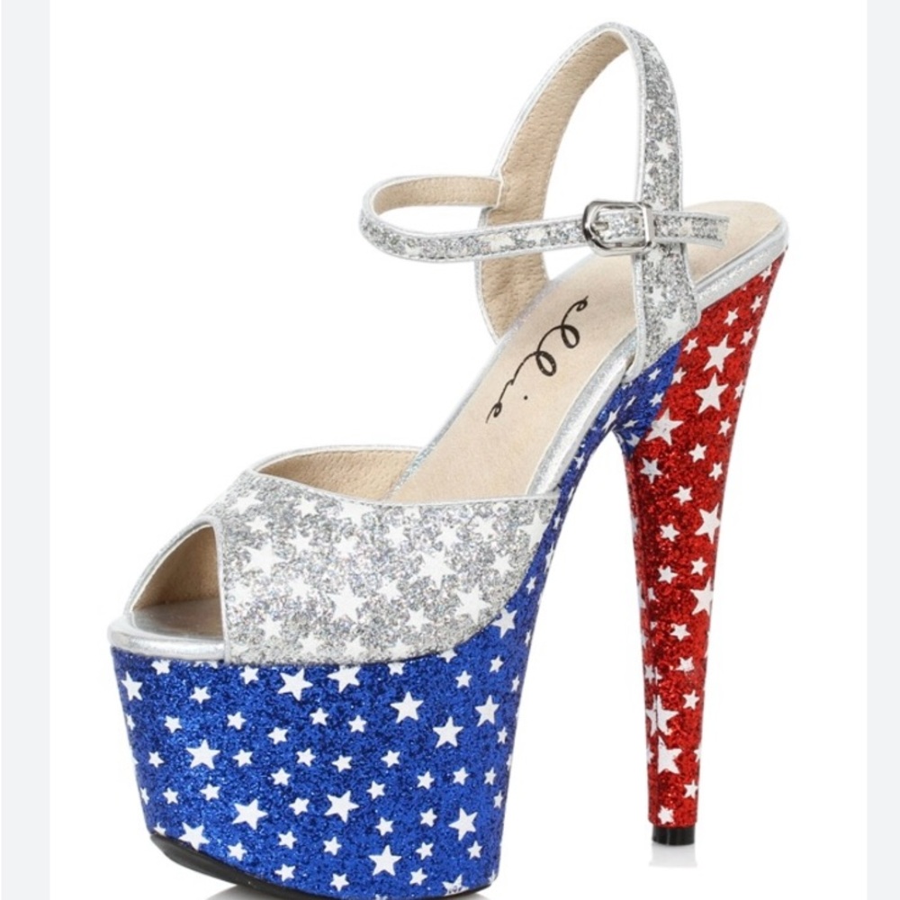 Ellie Patriot 7 inch heels Polewear new with box